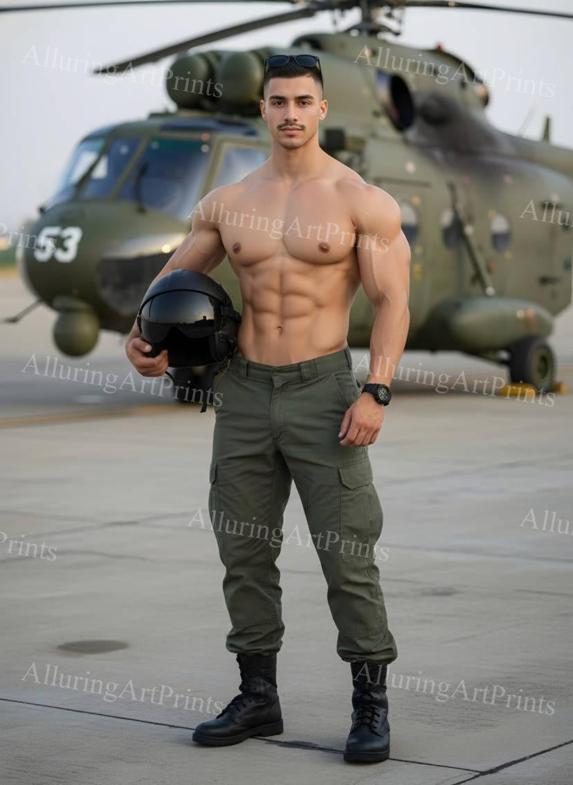 Male Model Muscular Soldier Digital Art AI Fantasy - J174