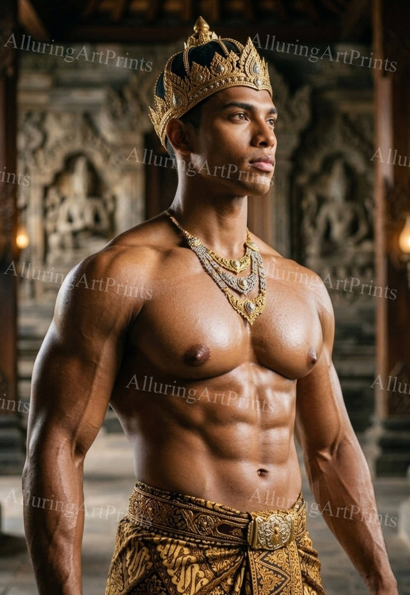 Black Male Model Muscular College Digital Art AI Fantasy - J180