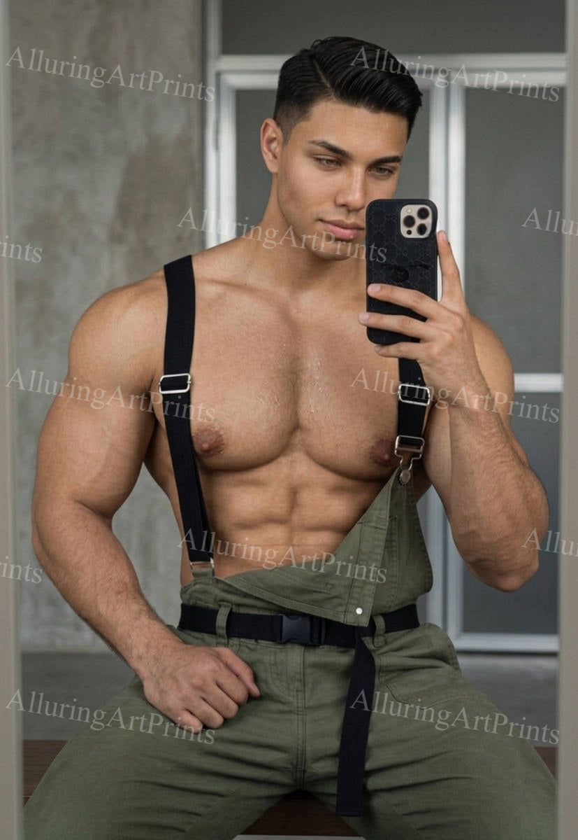 Male Model Muscular Digital Art AI Fantasy - J184