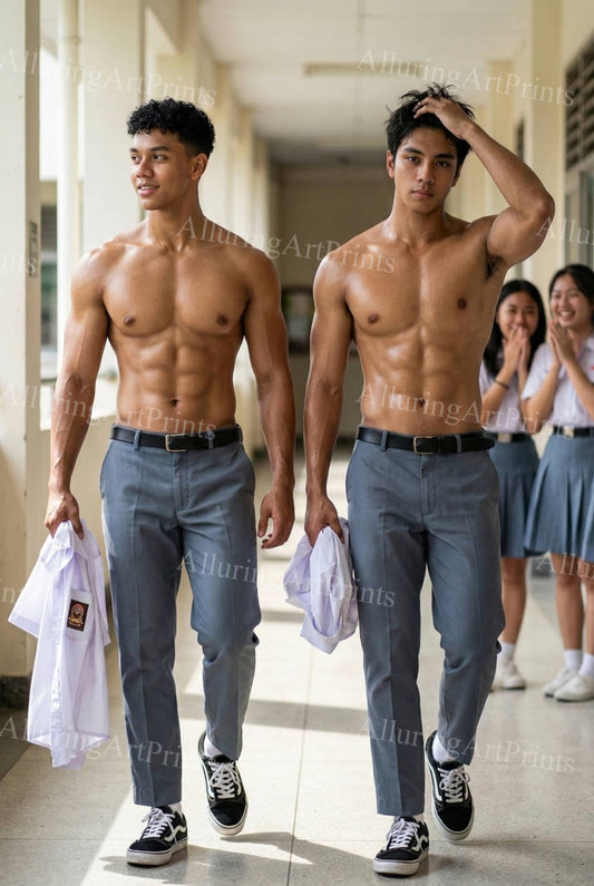 Male Models College Muscular Digital Art AI Fantasy - J191