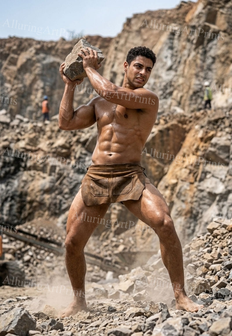 Male Model College Muscular Digital Art AI Fantasy - J192