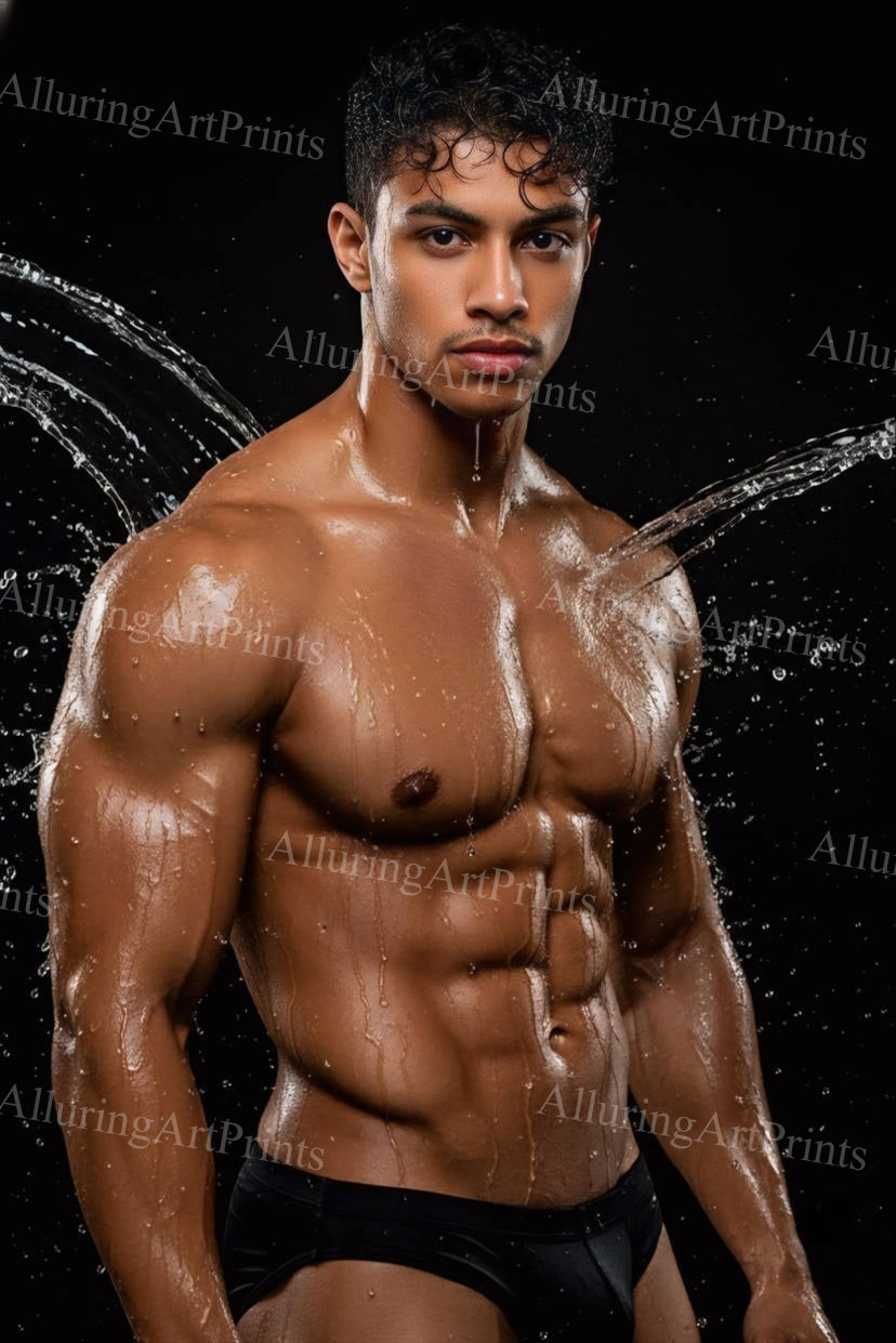 Male Model College Muscular Digital Art AI Fantasy - J195