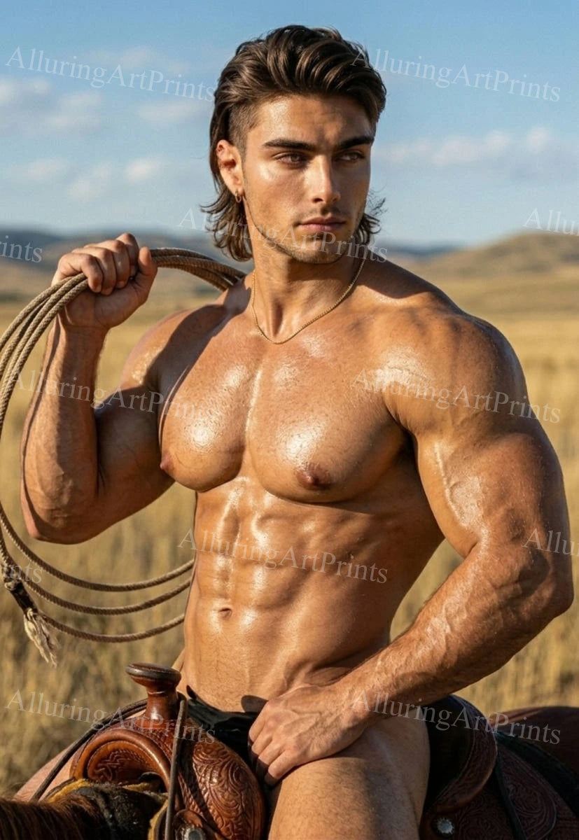 Male Model Muscular Digital Art AI Fantasy - J196