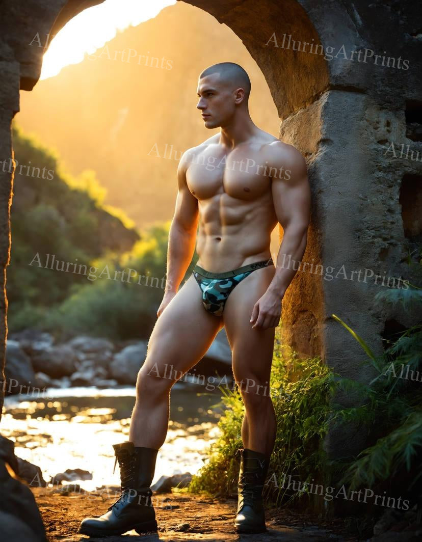 Male Model Muscular Digital Art AI Fantasy - J200
