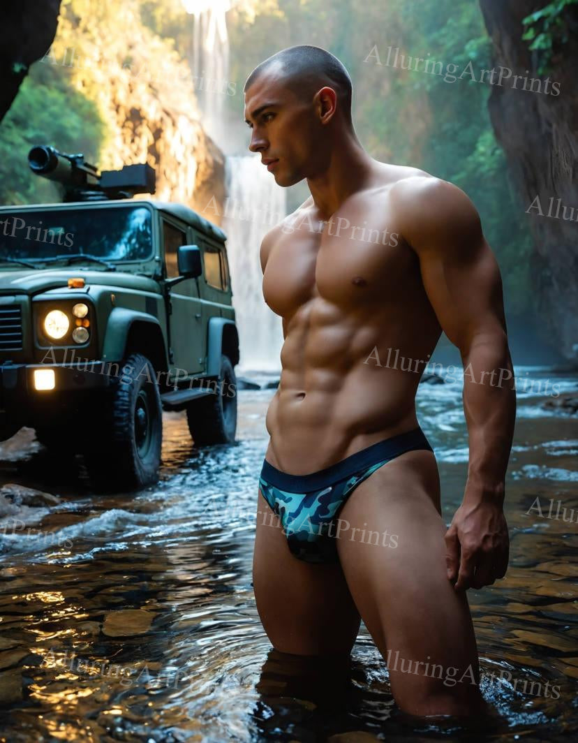 Male Model Muscular Digital Art AI Fantasy - J201