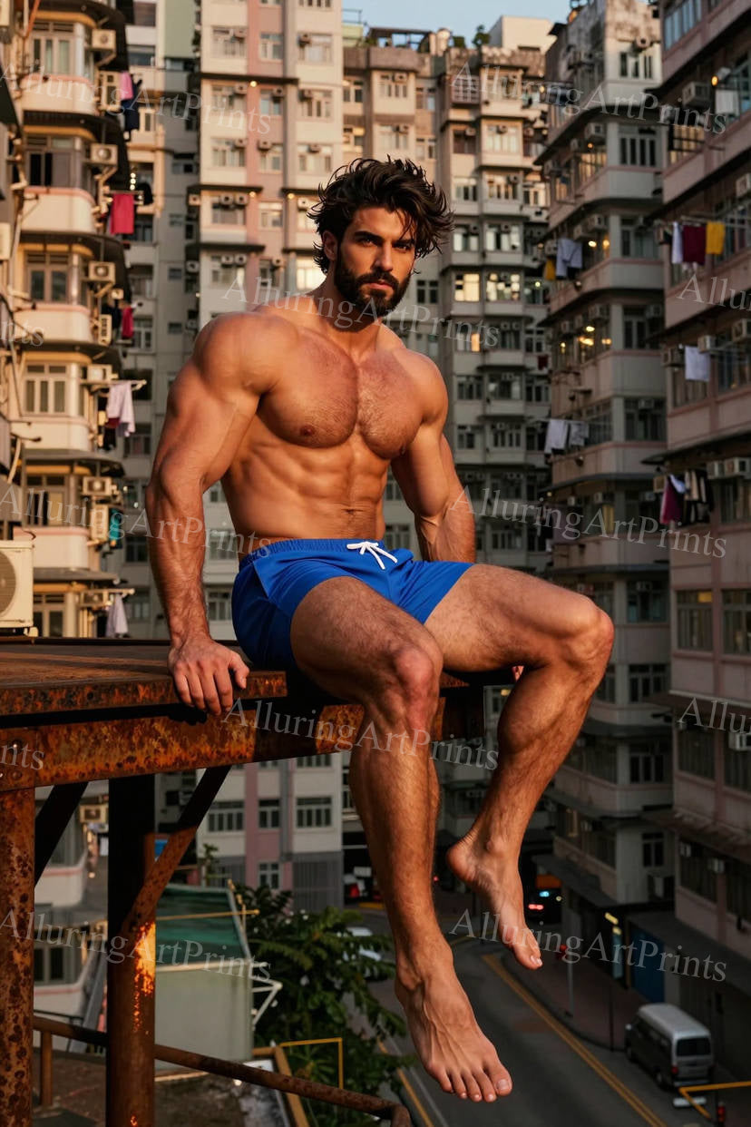 Male Model Muscular Digital Art AI Fantasy - J235
