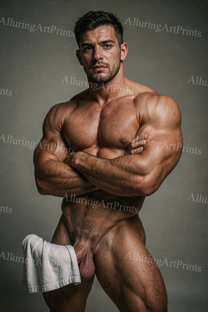 Male Model Muscular Digital Art AI Fantasy - J245