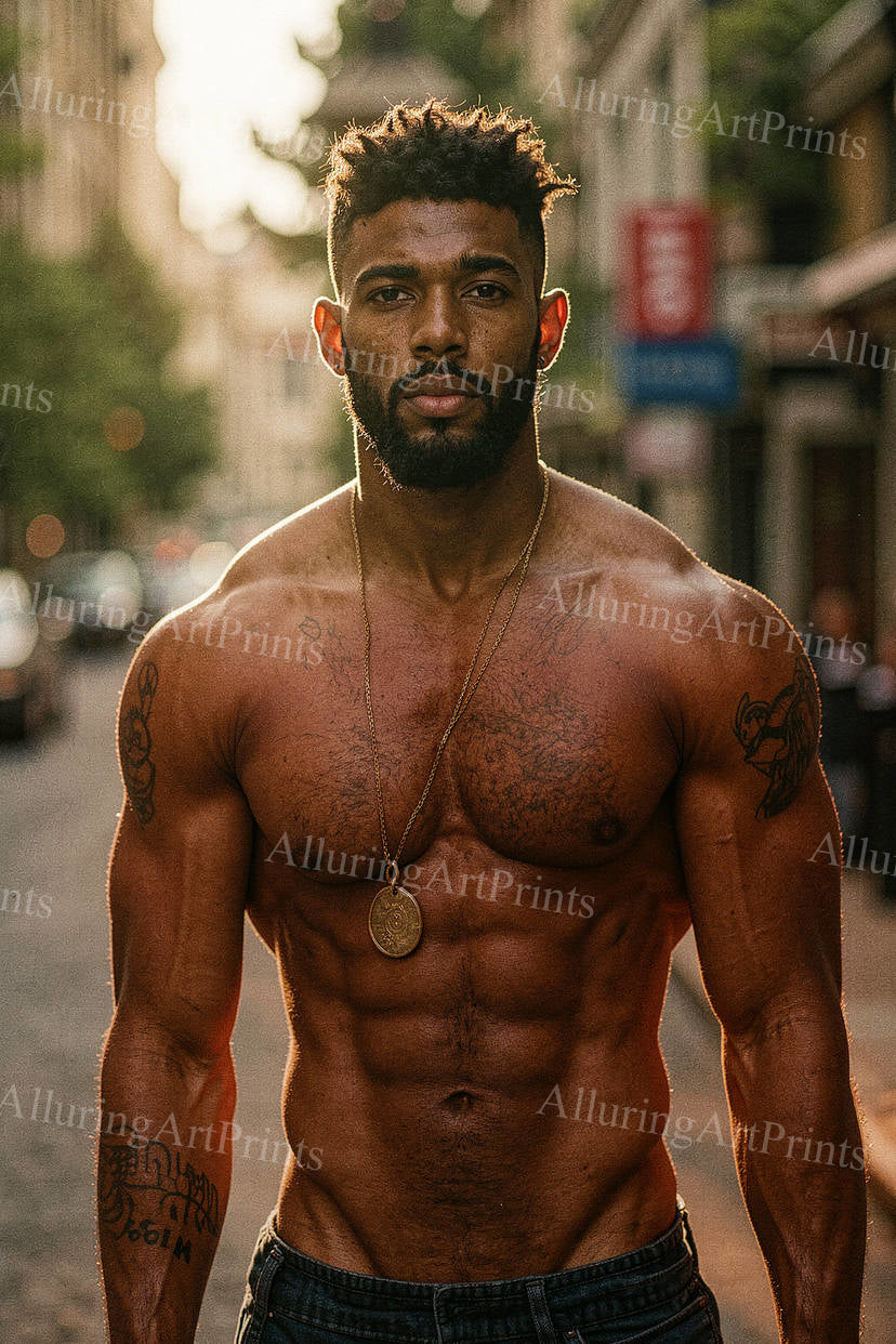 Black Male Model Muscular - J267