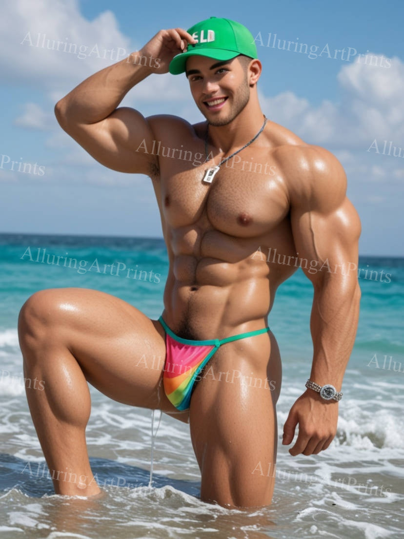 Male Model Muscular Digital Art AI Fantasy - J392