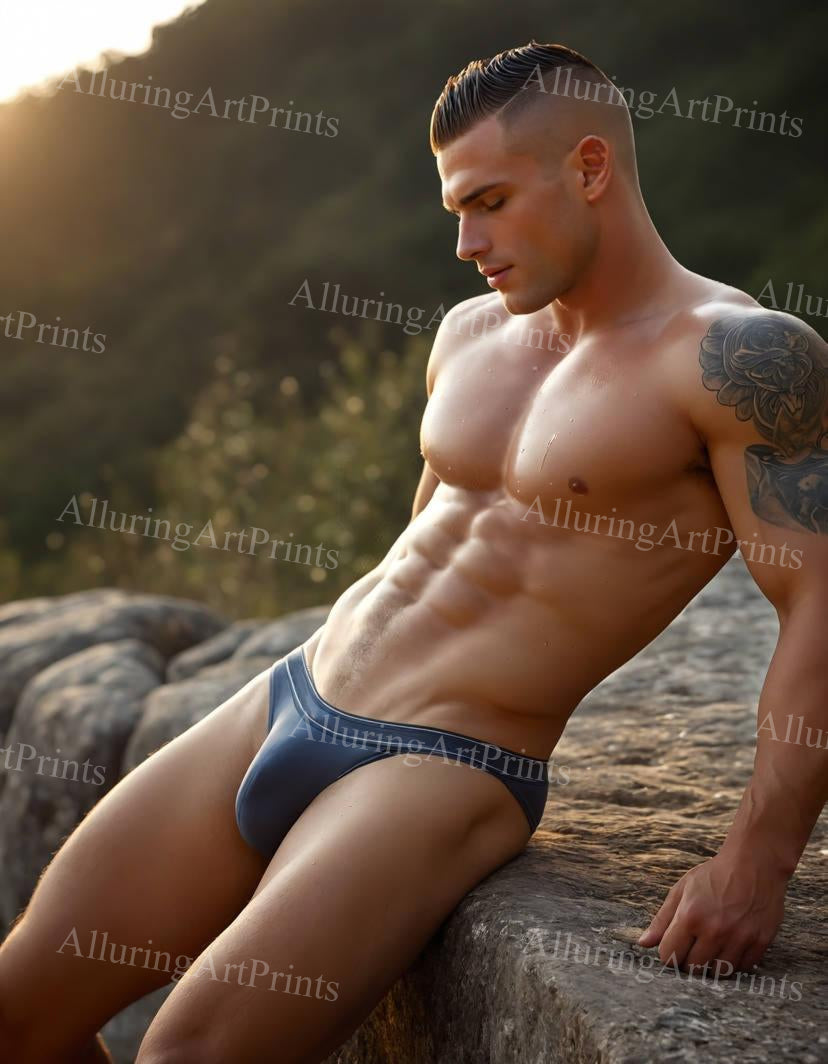 Male Model Muscular Digital Art AI Fantasy - J436