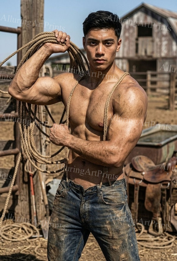 Male Model Muscular Digital Art AI Fantasy - J69
