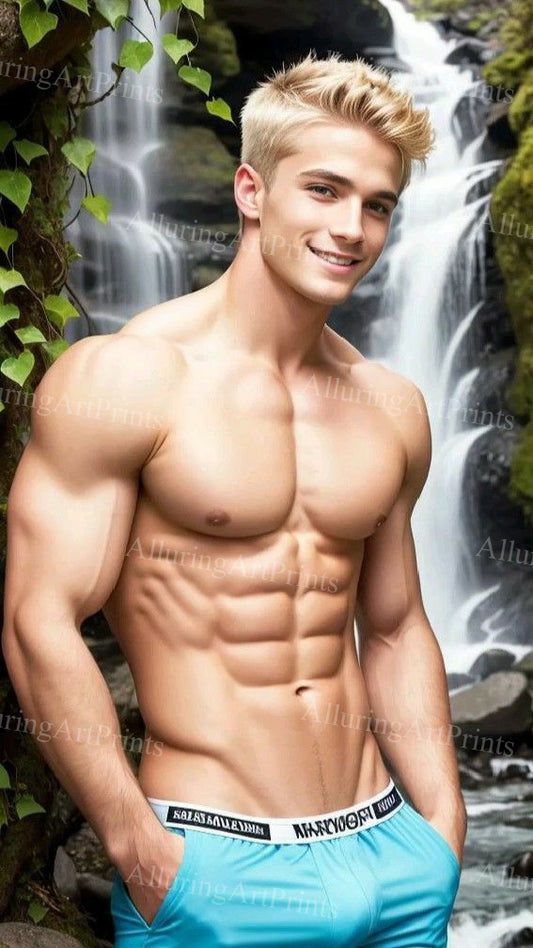 Male Model Muscular Digital Art AI Fantasy- MM4