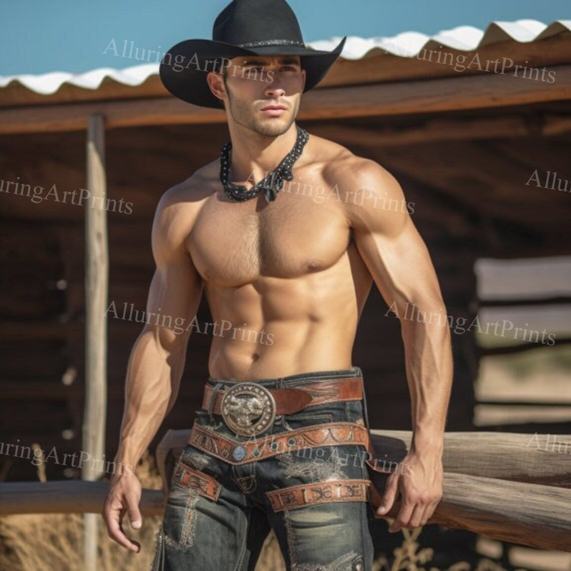 Male Model Muscular Digital Art AI Fantasy - NN29