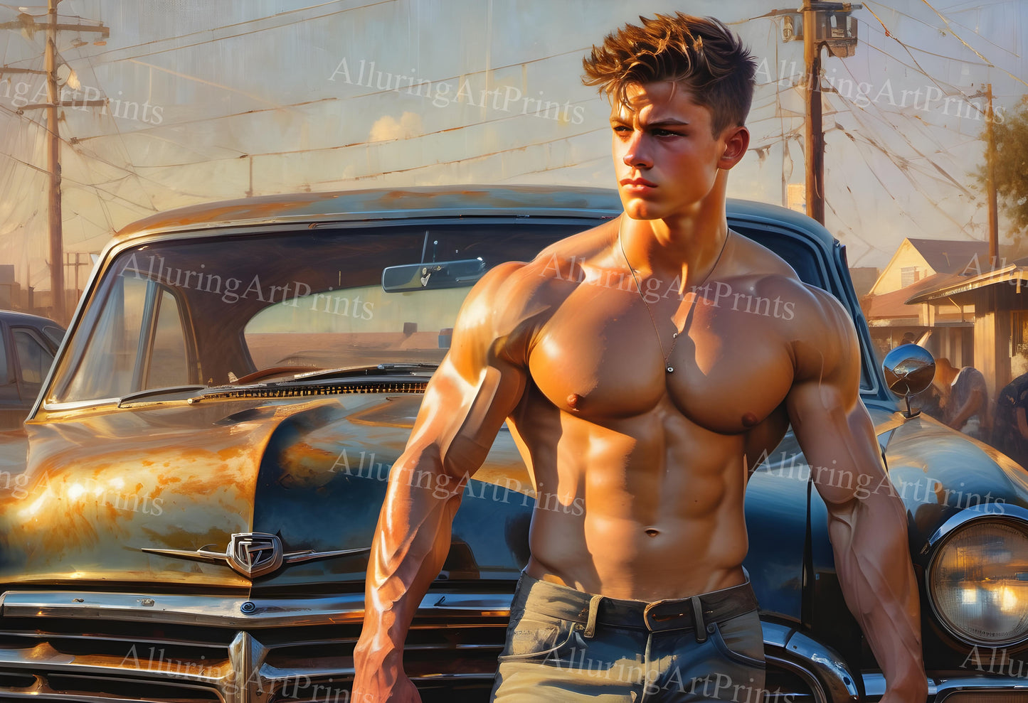 Male Model Muscular Digital Art AI Fantasy - U1121