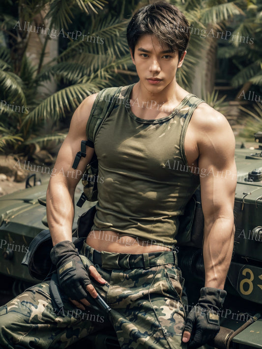 Male Model Muscular Digital Art AI Fantasy - UU1006