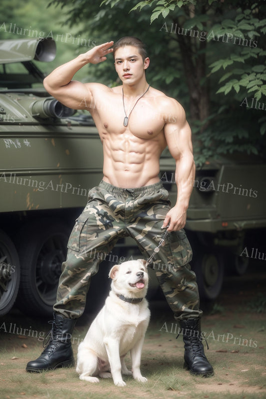 Male Model Muscular Digital Art AI Fantasy - UU1008