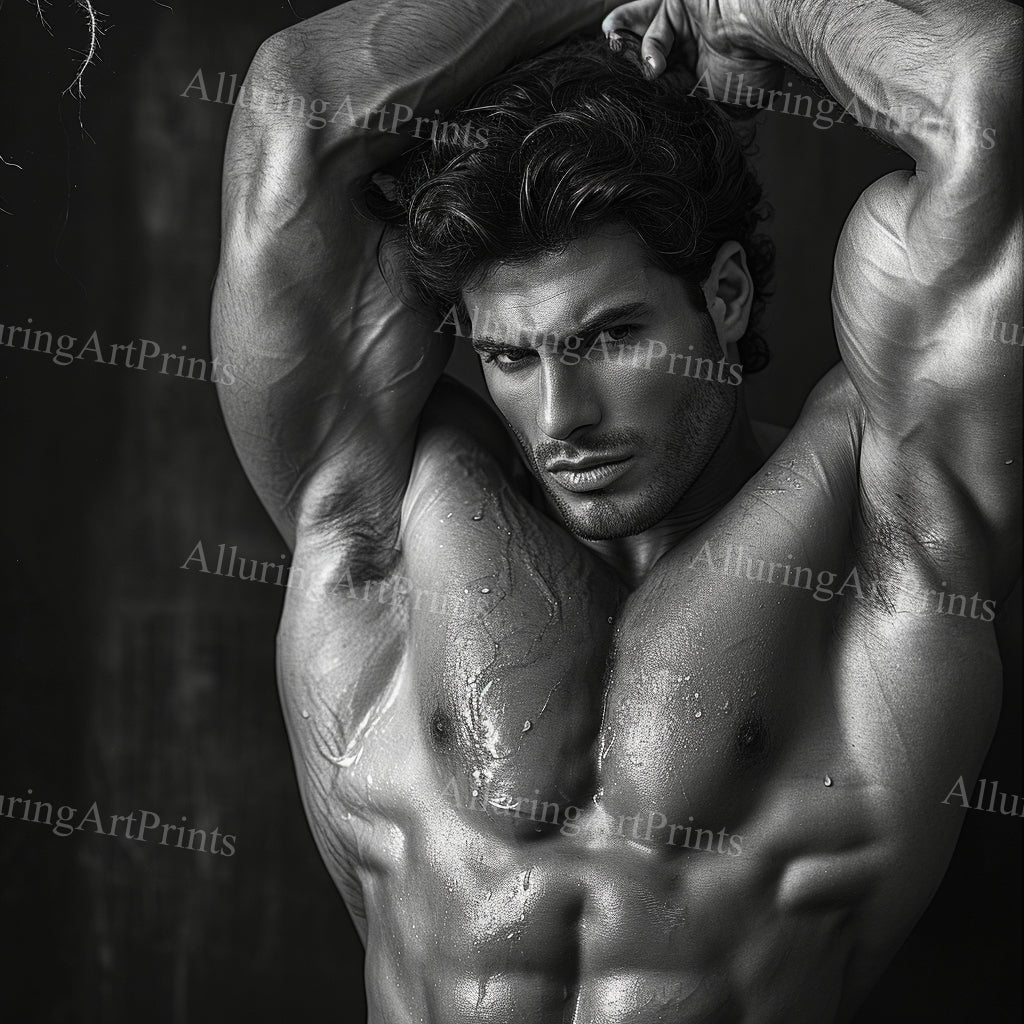 Male Model Muscular Digital Art AI Fantasy - UU1012