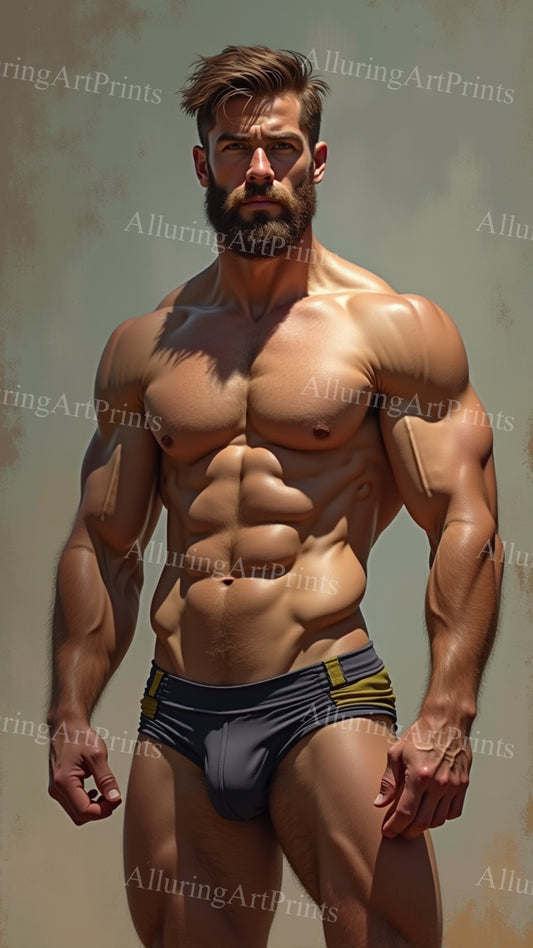 Male Model Muscular Digital Art AI Fantasy - UU1021