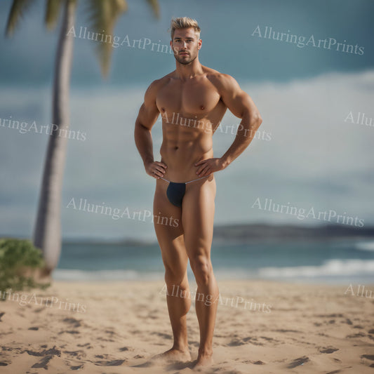Male Model Muscular Digital Art AI Fantasy - UU1041
