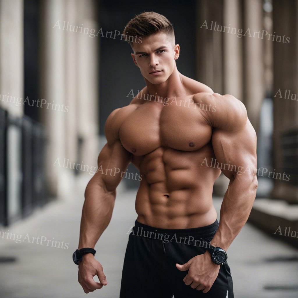 Male Model Muscular Digital Art AI Fantasy - UU1056
