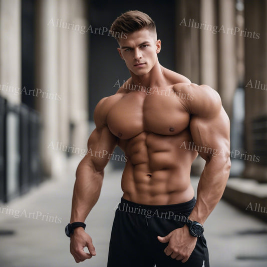 Male Model Muscular Digital Art AI Fantasy - UU1056
