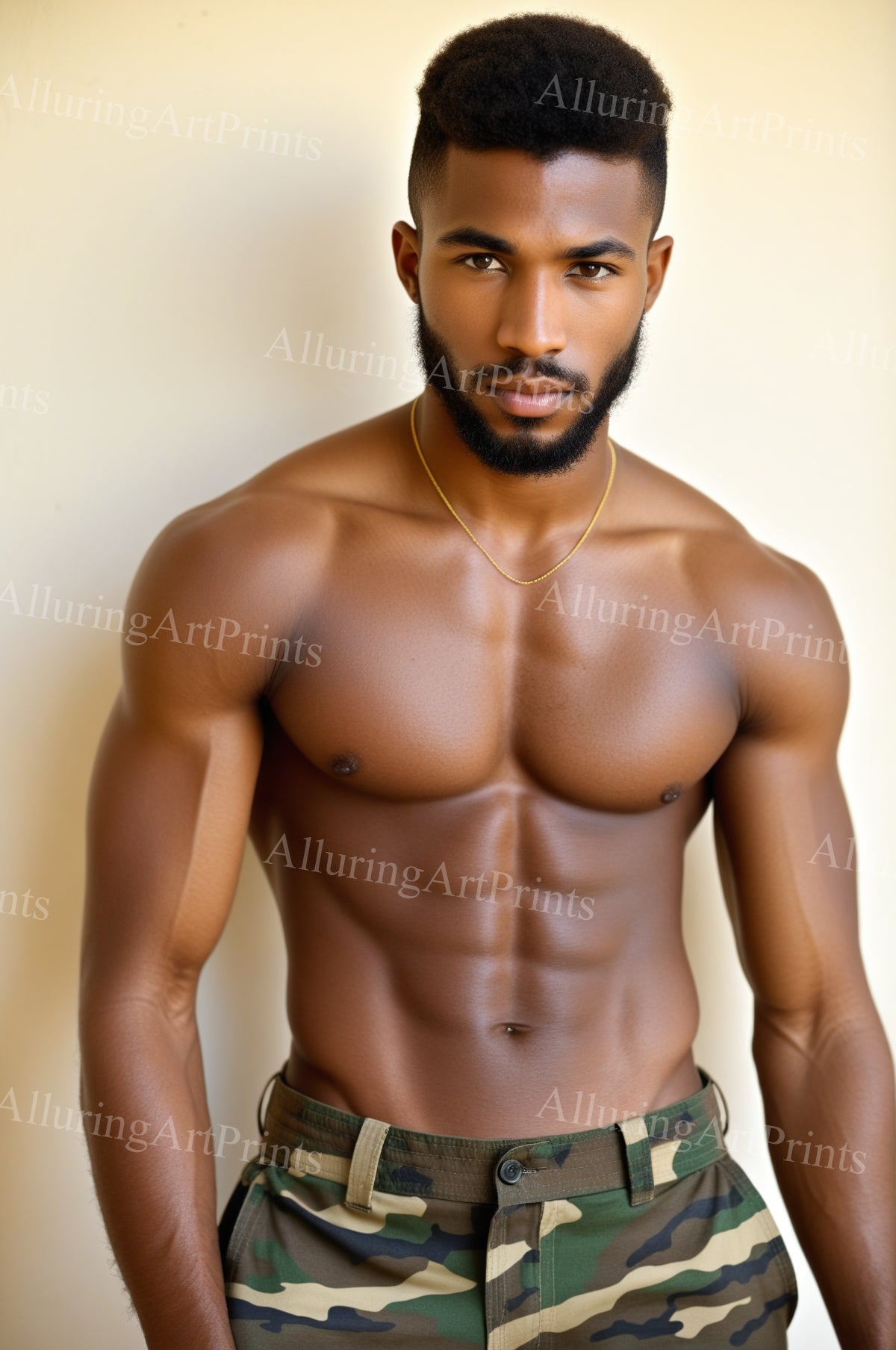 Black Male Model Muscular Digital Art AI Fantasy - UU1211