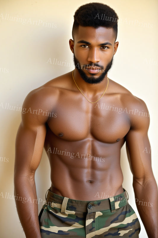 Black Male Model Muscular Digital Art AI Fantasy - UU1211