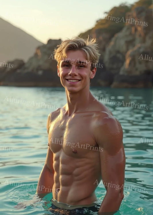 Male Model Muscular Digital Art AI Fantasy - UU1225