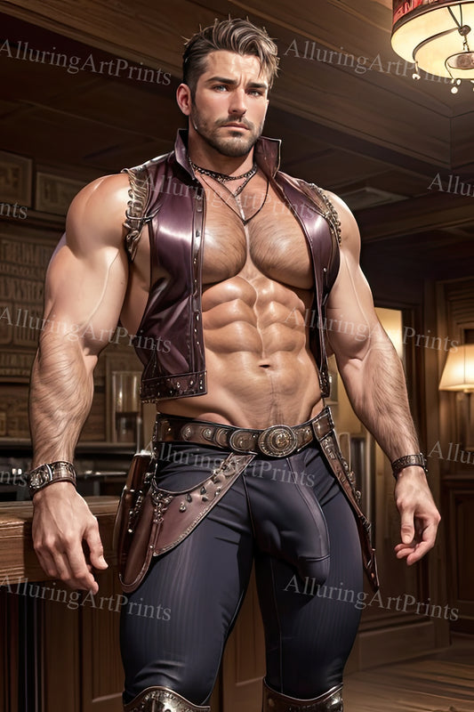 Male Model Muscular Digital Art AI Fantasy - UU1235