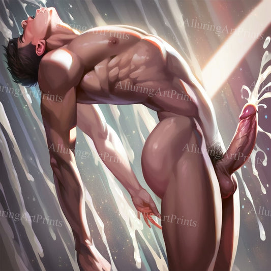 Nude Male Model Muscular Digital Art AI Fantasy - UU682