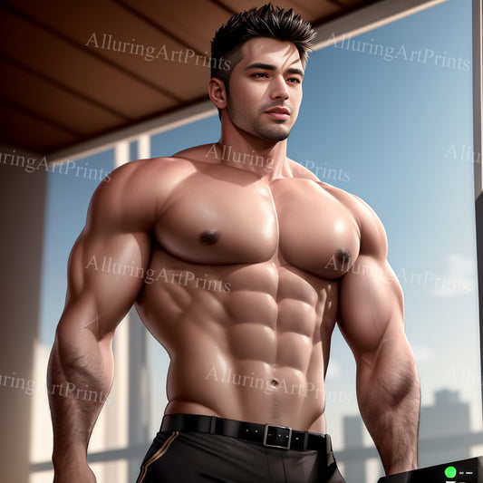 Male Model Muscular Digital Art AI Fantasy - UU989