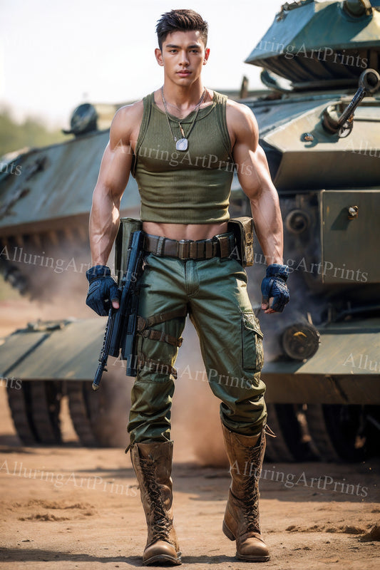 Male Model Muscular Digital Art AI Fantasy - UU997
