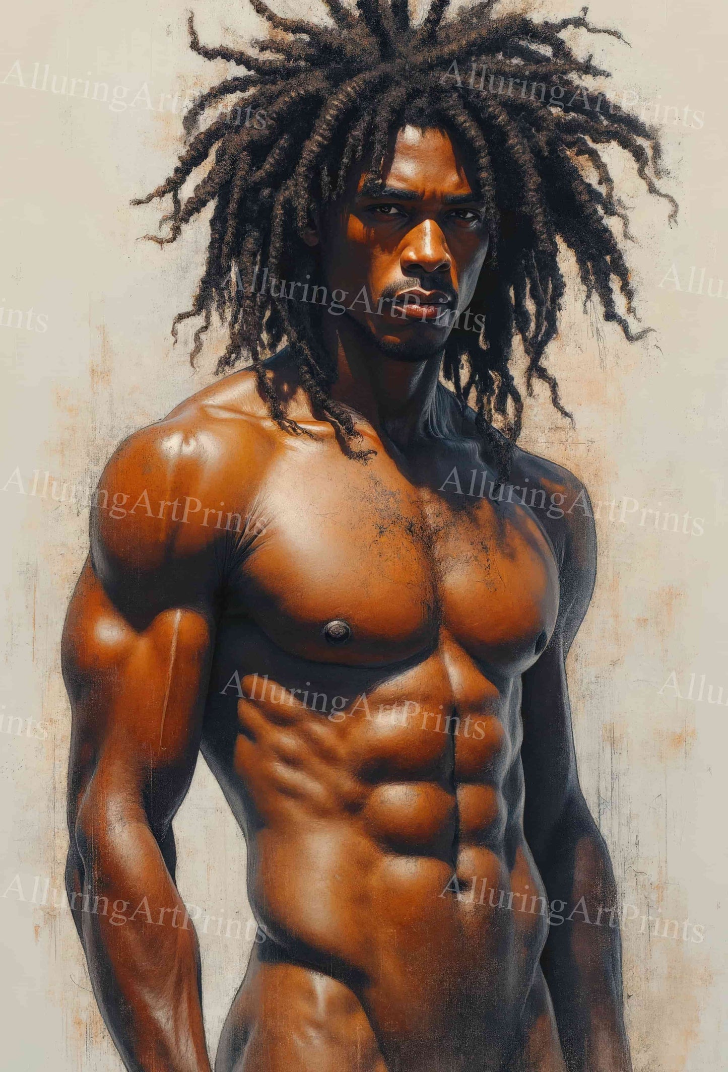 Black Male Model Muscular Digital Art AI Fantasy - U828