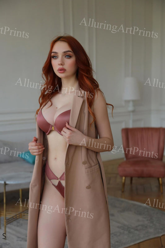 Risque Carol L Red Head Model Print Pretty Woman Exotic Petite Busty Boobs Butt Hot Legs Fine Wall Art L166