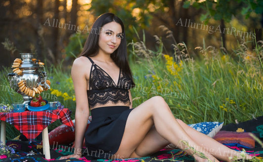Risque Cira Nerri Brunette Model Print Pretty Woman Petite Exotic Small Boobs Hot Legs Nature Fine Wall Art L184