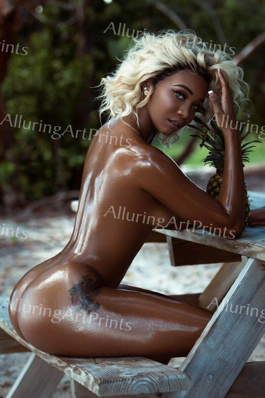 Nude Print Black Model Pretty Woman Busty Butt Legs back Fine Wall Art-A469
